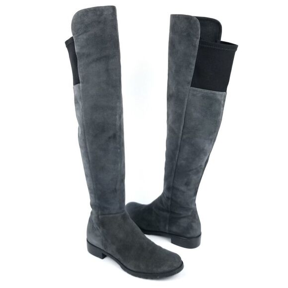 STUART‎ WEITZMAN Slate Gray Suede Leather Tall OTK Over The Knee Boots 6.5 - Picture 6 of 13